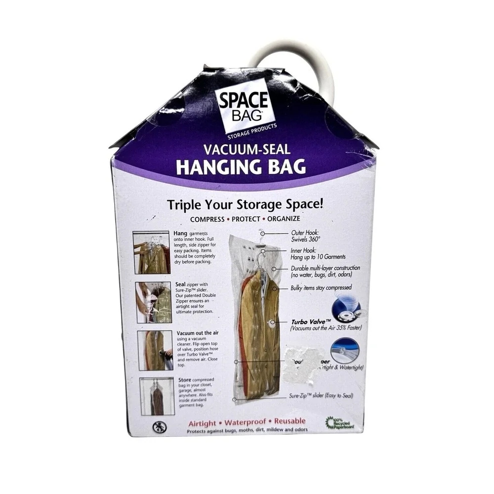 Space Bag‎ Vacuum Seal Hanging Storage Bag Clear Suit Size Closet Organizer